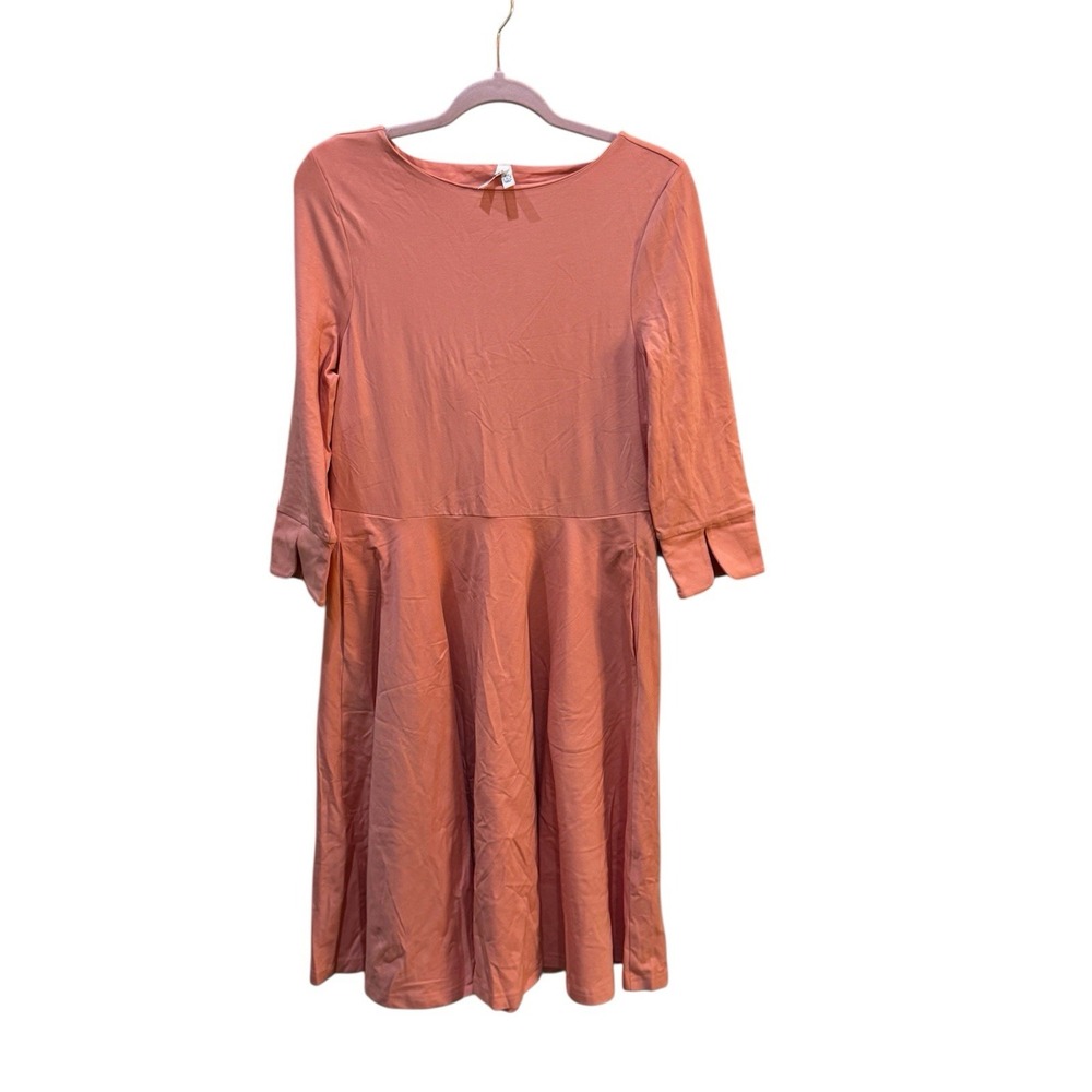 Pact Women Dress Size Large Orange Comfy Casual Elegance Gorpcore Organic Cutout